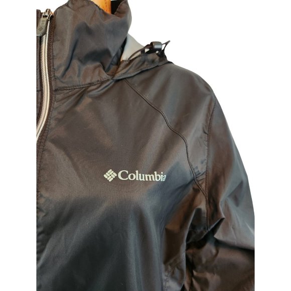 COLUMBIA lightweight waterproof black packable hooded rain jacket - Picture 2 of 11